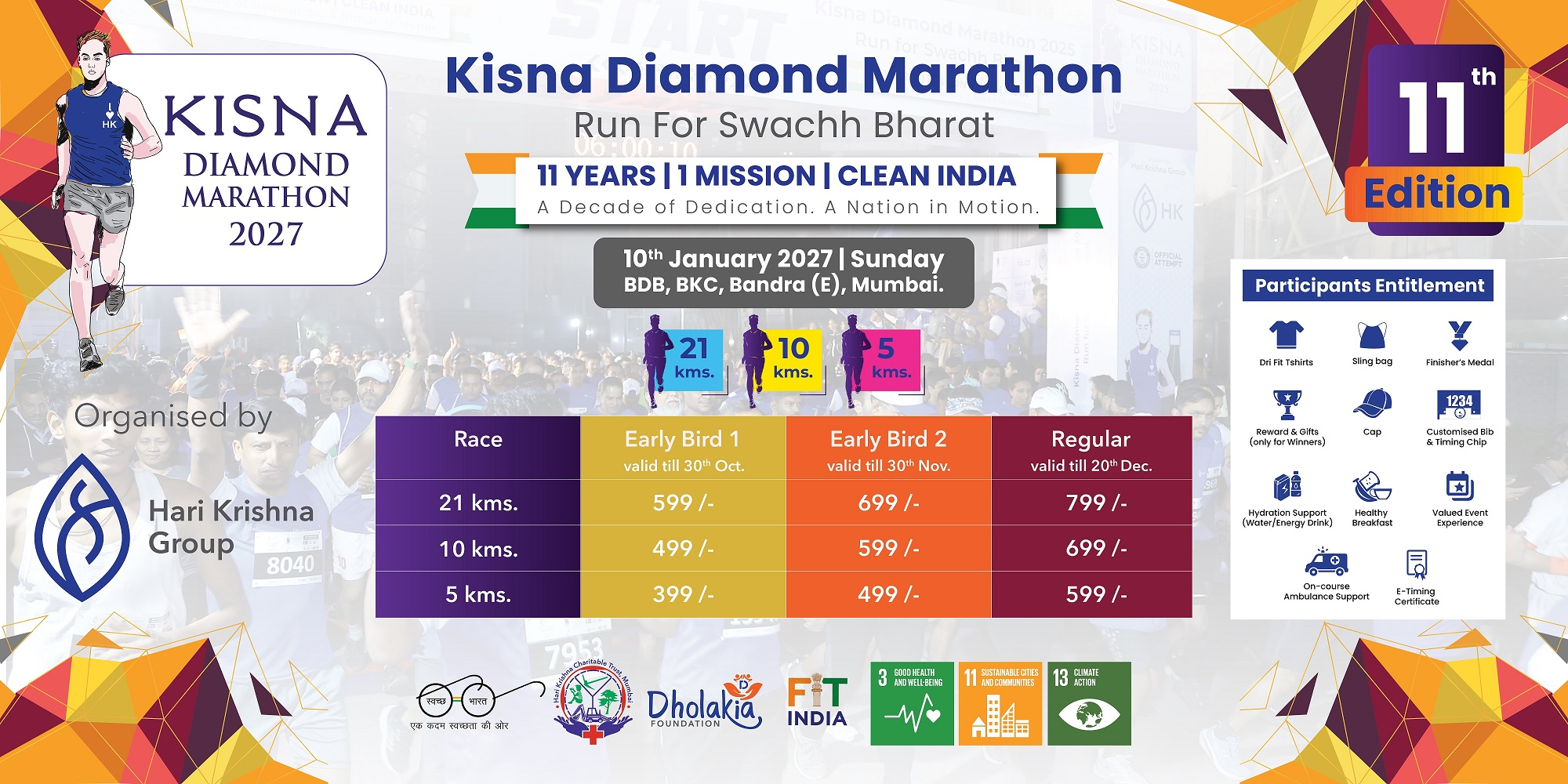 KISNA DIAMOND MARATHON 2027 - RUN FOR SWACHH BHARAT in Mumbai